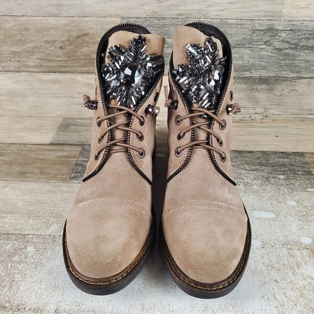 Vince Camuto Sefella Womens Ankle Boots Sz 12 M Vison Crosta Lace Up Round Toe
